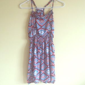 Blue, Pink, Gray Tribal Print Summer Dress